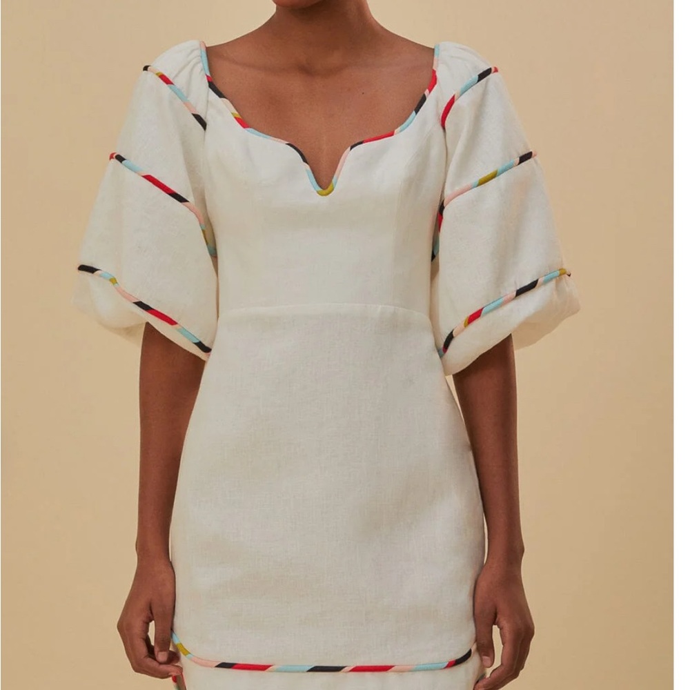 FARM Rio Ivory Mini Dress with Colorful Stripes